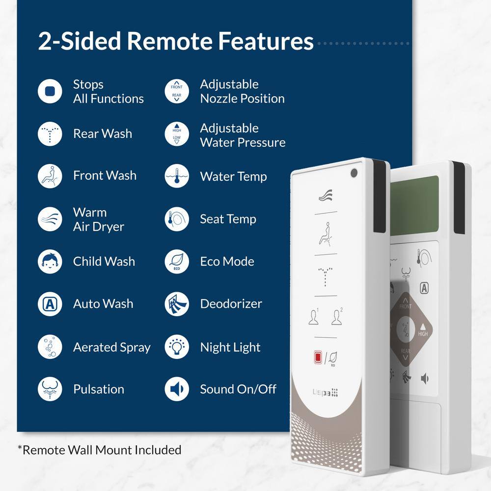 2025 USPA 6800 Luxury Electric Bidet Seat for Elongated Toilets in White USPA6800-E