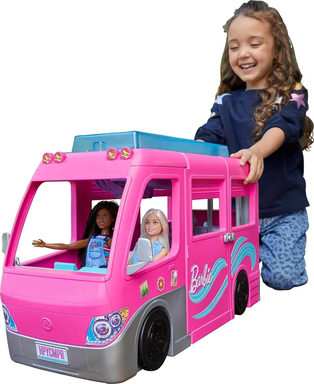 2025 Playset, toy vehicle, comes with 60 accessories including furniture, swimming pool and 30-inch slide