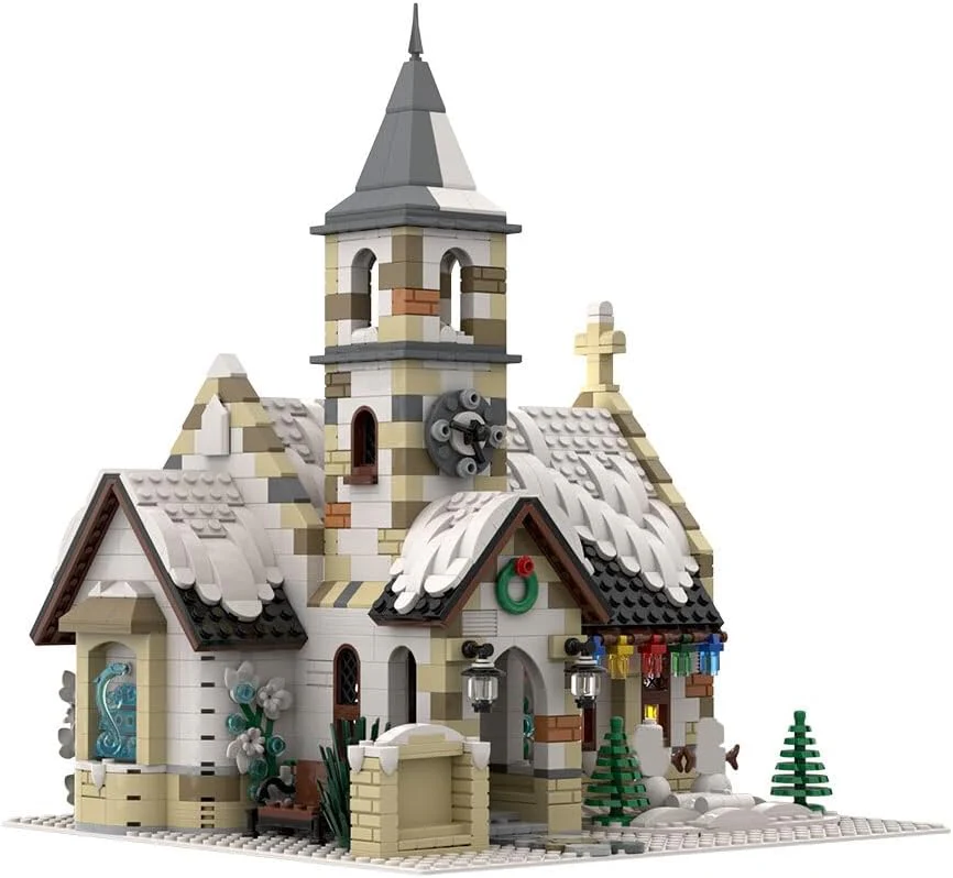 2025 Christmas Country Church Building Kit, MOC-147549 Winter Modular Building Blocks Christmas House Building Block Building Toy (1769 Pieces)