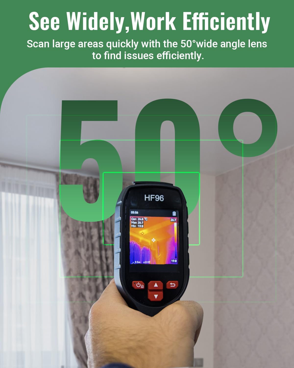 Thermal Camera, Super Resolution 240 x 240, Thermal Imaging Camera with Laser Pointer, 96 x 96 IR Resolution, 25 HZ Infrared Camera,-4°F to 1022°F, 50°FOV, 8h Battery Life Thermal Imager