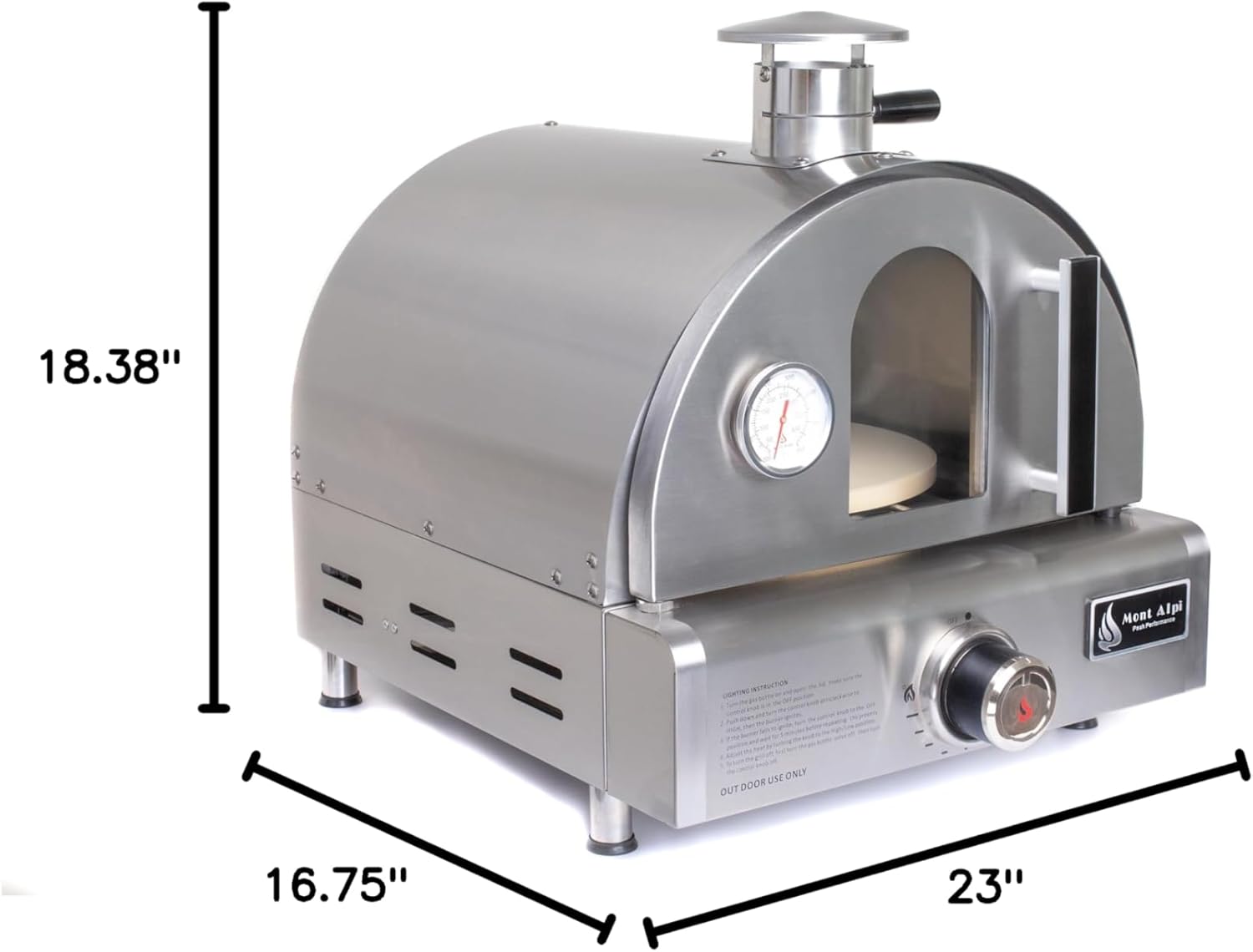 2025 12000 BTU Multi-Fuel Countertop Table Top Stainless Steel Portable Outdoor Cooking Kitchen Backyard Propane Gas Pizza Making Baking Oven Roasting Grill - Pizza Stone Included
