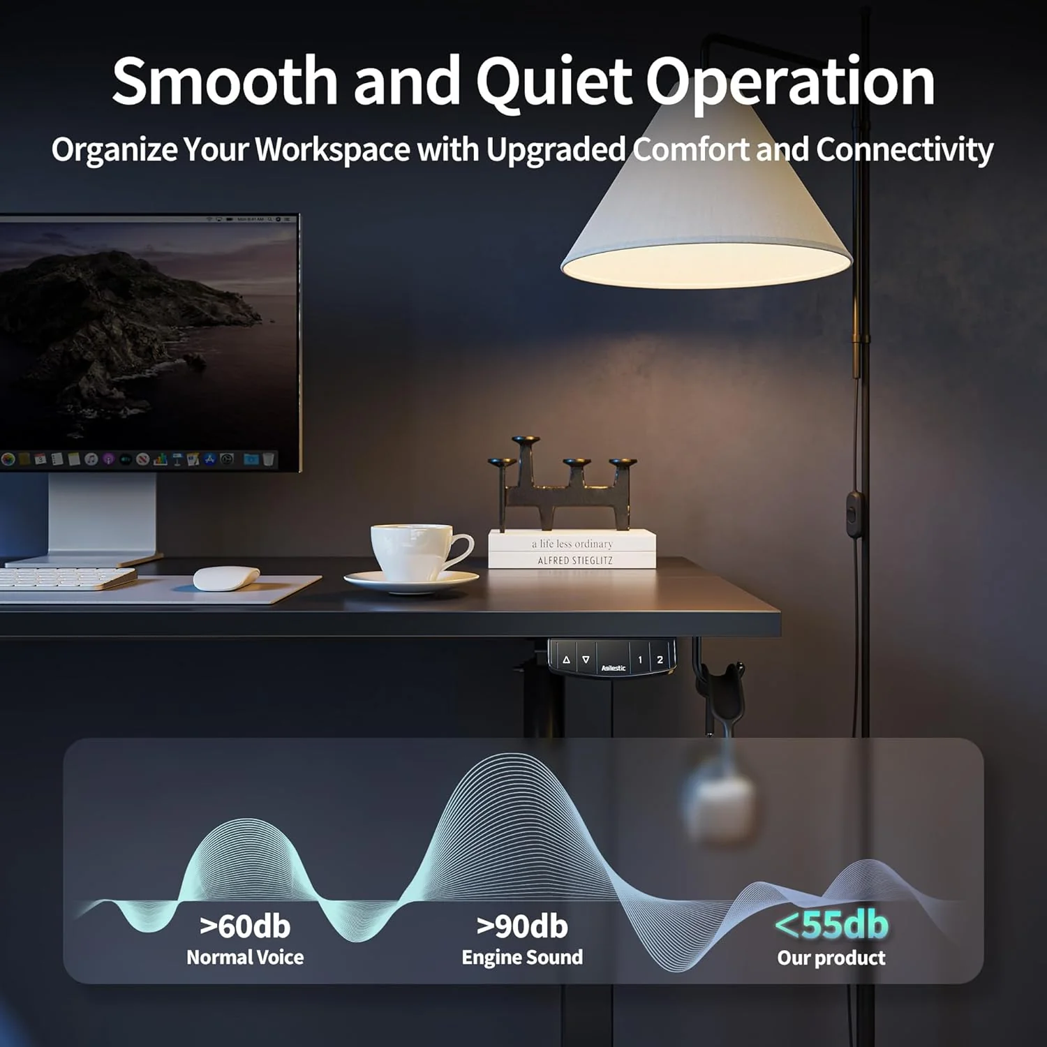 Electric Standing Desk 48 x 24 Inches Height Adjustable Desk