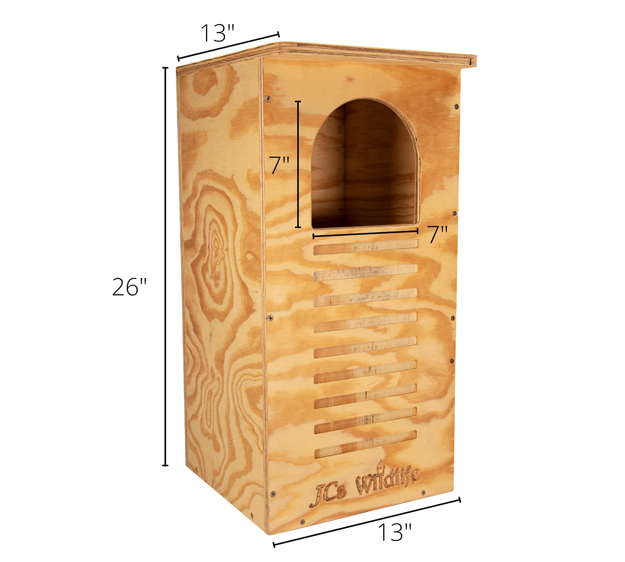 2025 Wildlife Barred Owl Nesting Box - Treated Exterior Grade Plywood - Mounting Hardware and Pine Shavings Included - Dedicated Clean Out Door for Easy Cleaning