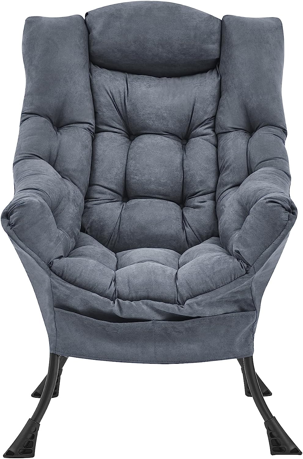 2025 Living and More High Back Sofa Chair, Modern Fabric Lazy Chair, Accent Contemporary Lounge Chair, Cool Grey
