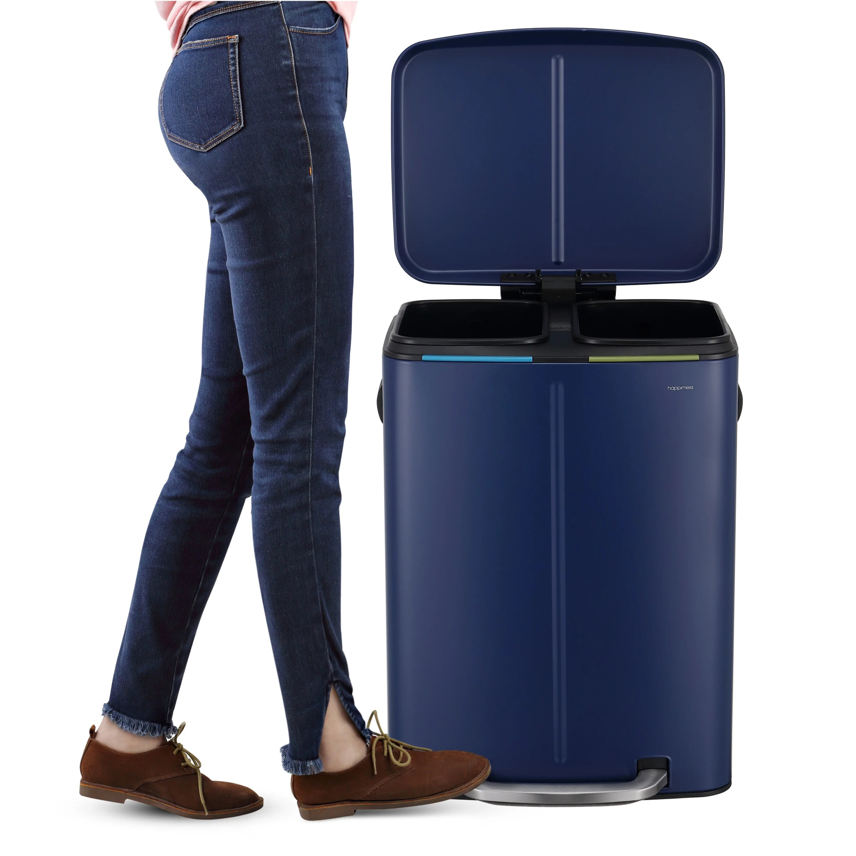 happimess 10.6-Gallon Double Bucket Trash Can with Soft Close Lid