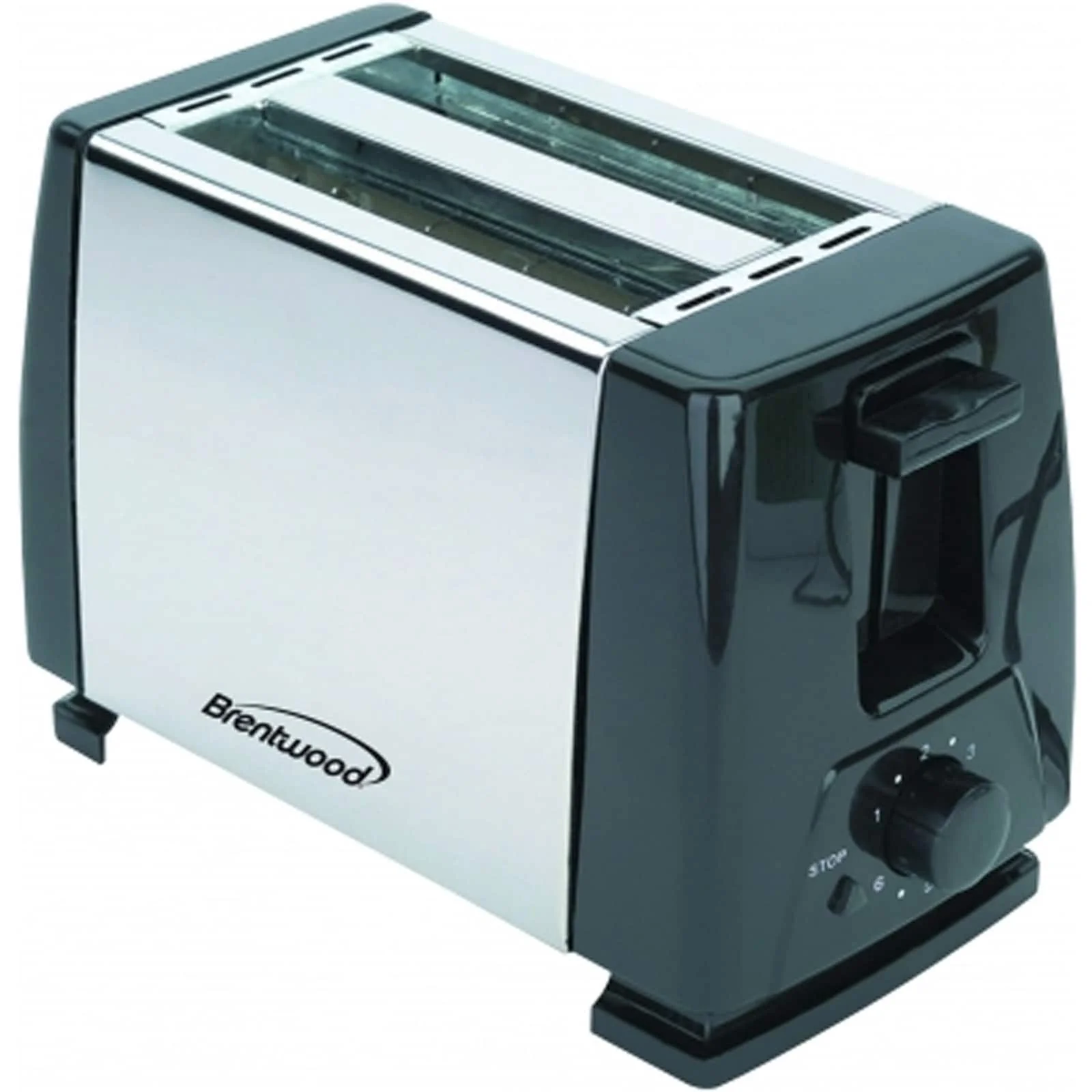 Brentwood 2-SLICE TOASTER (STAINLESS STEEL AND BLACK) - 10.2 x 6.8 x 5.6