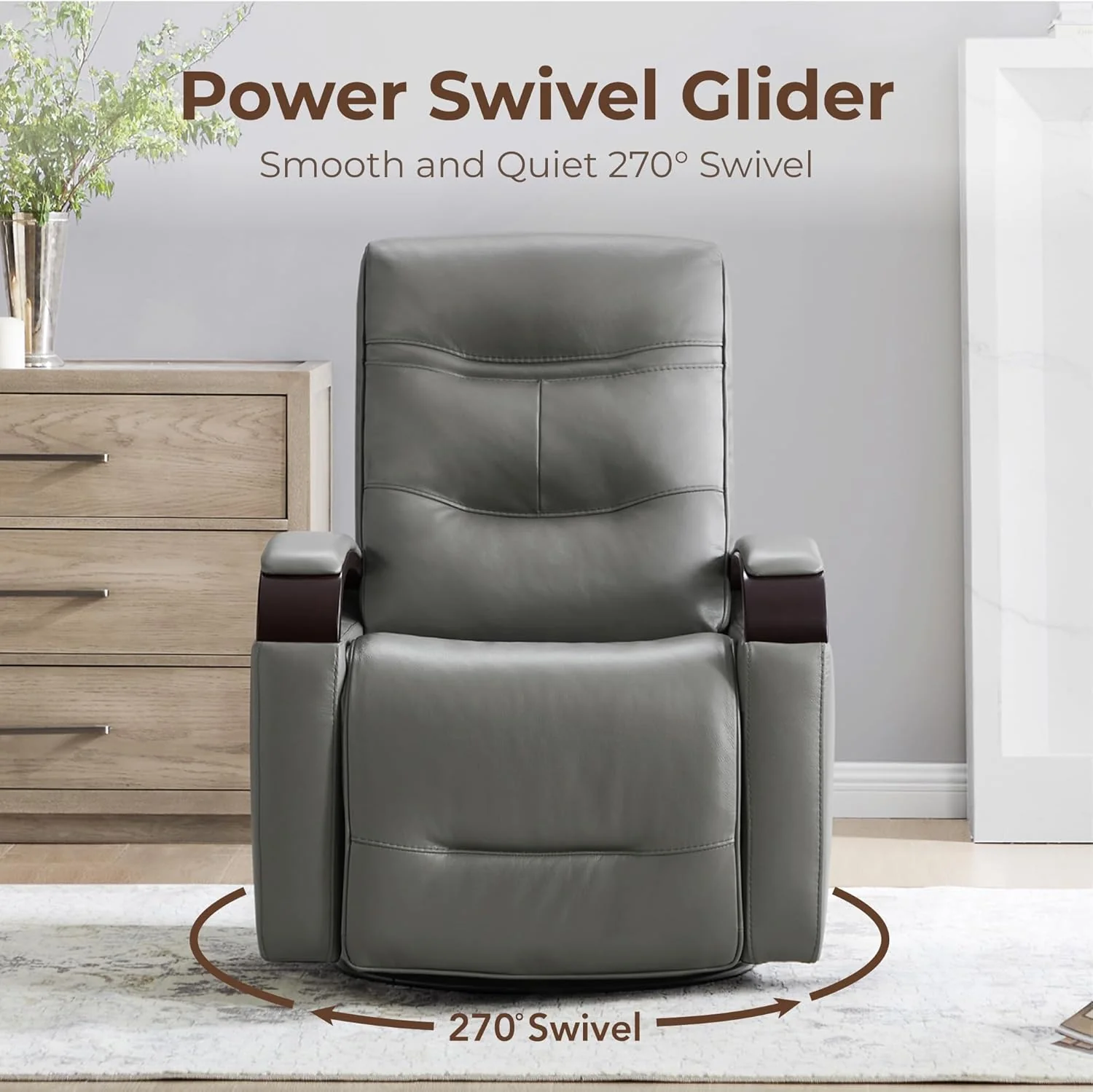 Genuine Leather Power Swivel Glider Rocker Recliner