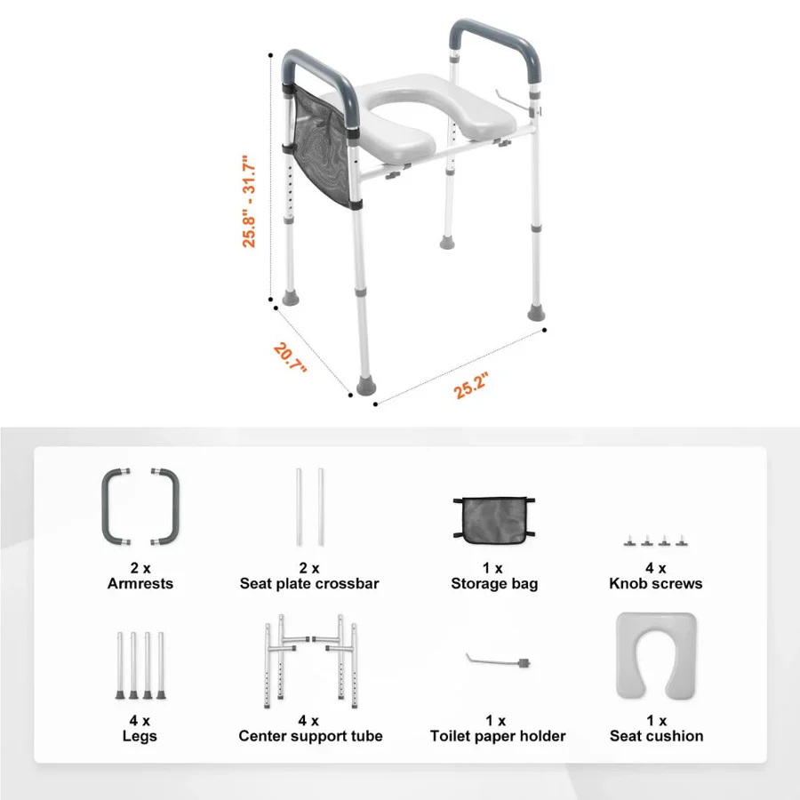 Sturdy Raised Toilet Seat Riser with Handles
