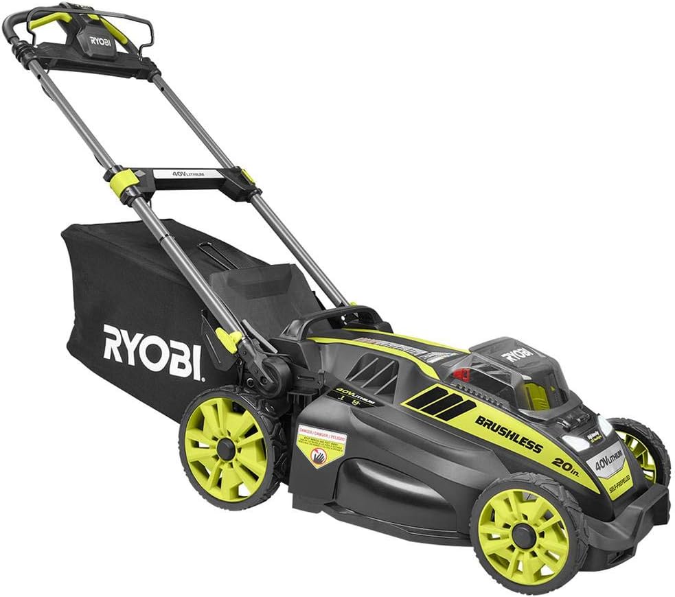 2025 20" RY40190 40-Volt Brushless Lithium-Ion Cordless Battery Self Propelled Lawn Mower with 5.0 Ah Battery and Charger Included