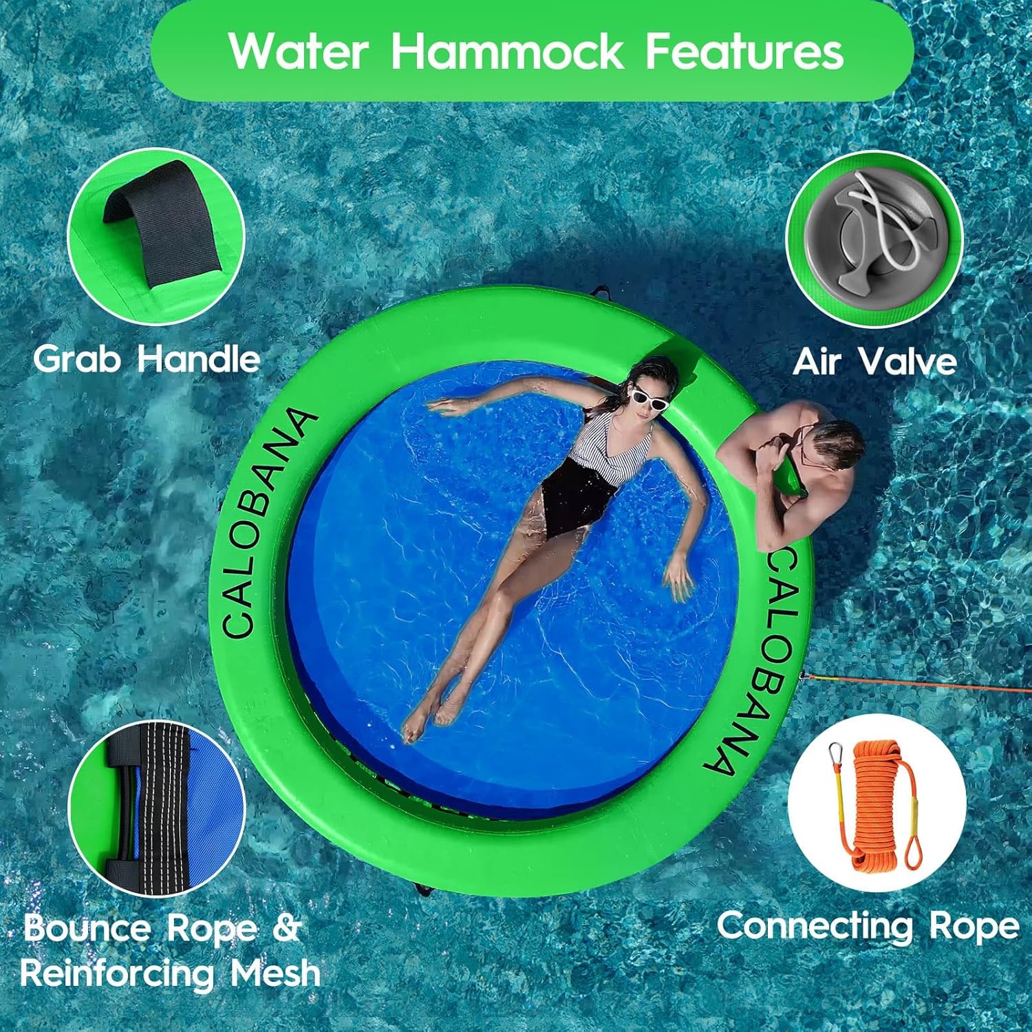 Round Floating Ring Hammock - Heavy Duty Inflatable Raft