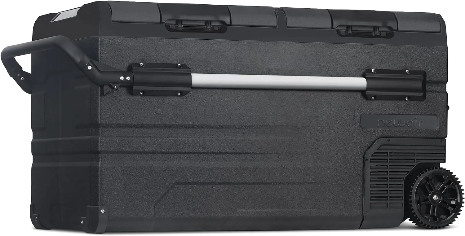 48 Qt. Portable 12v Electric Cooler with LG Compressor, Fridge and Freezer, Rugged Wheels, and Solar Power Input, Perfect Plug-In Cooler for Camping, Trucks, Travel, Car and Home