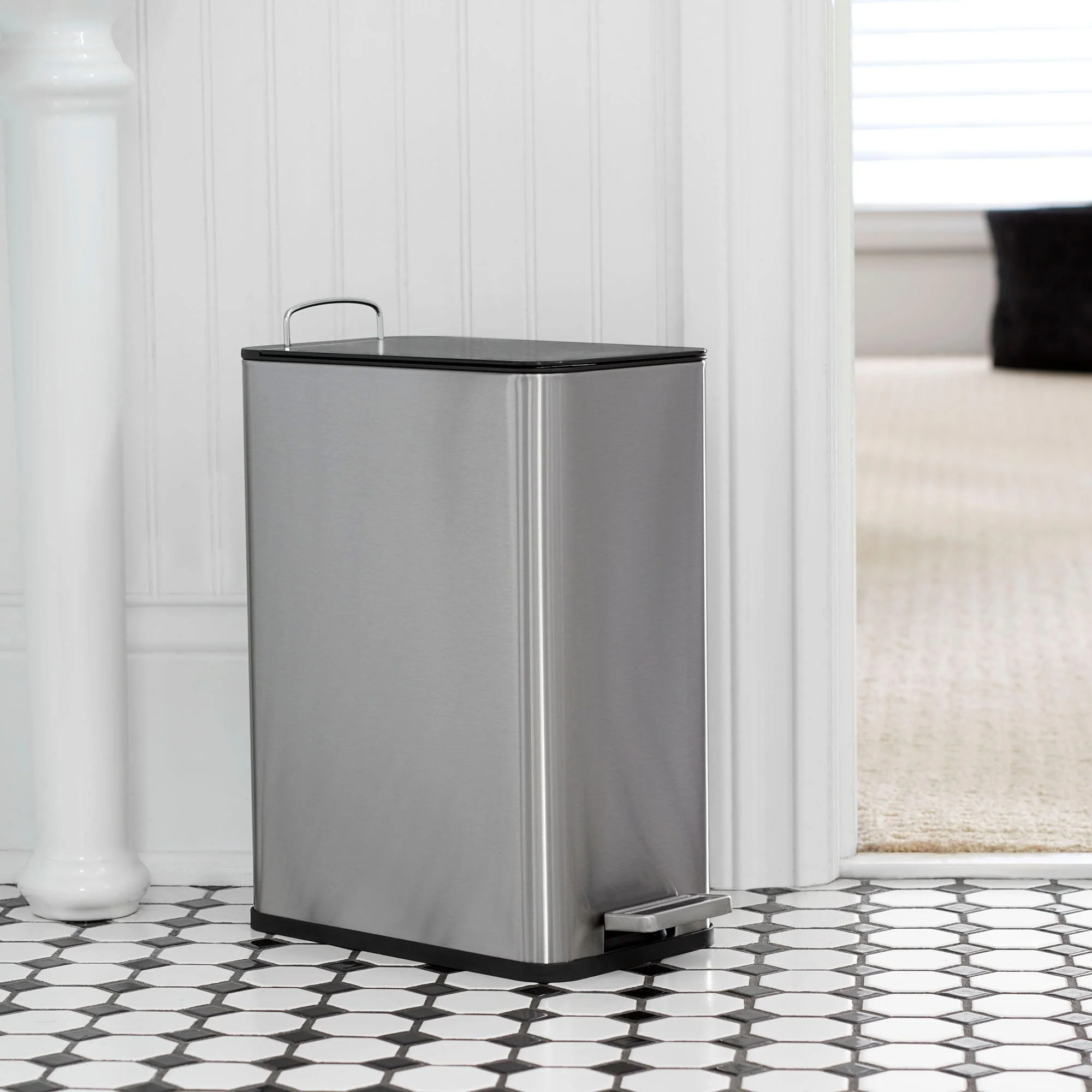 Household Essentials Stainless Steel Slim Trash Can