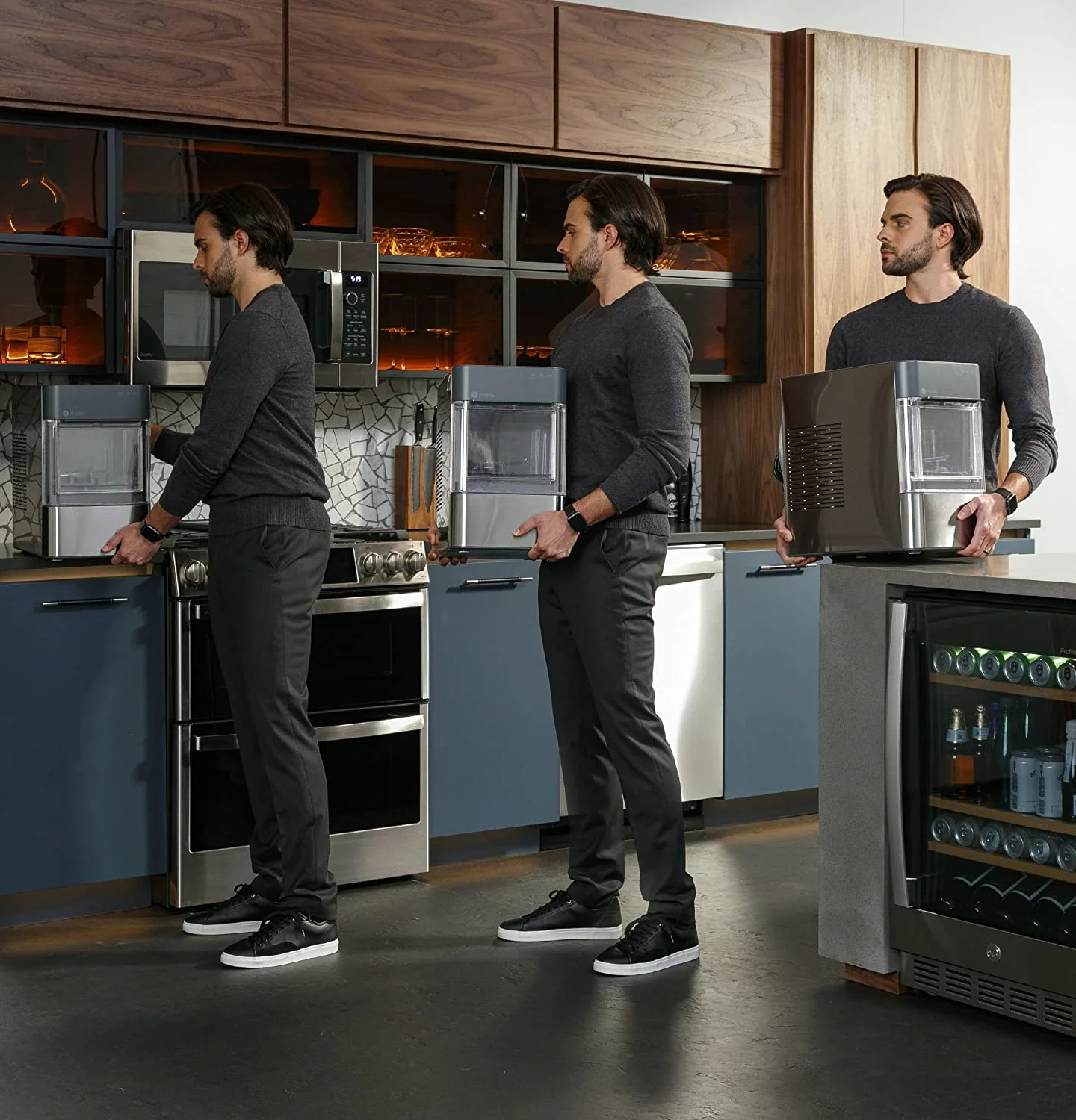 Countertop Nugget Ice Maker | Ice Machine with WiFi Connectivity | Smart Home Kitchen Essentials | Black Stainless