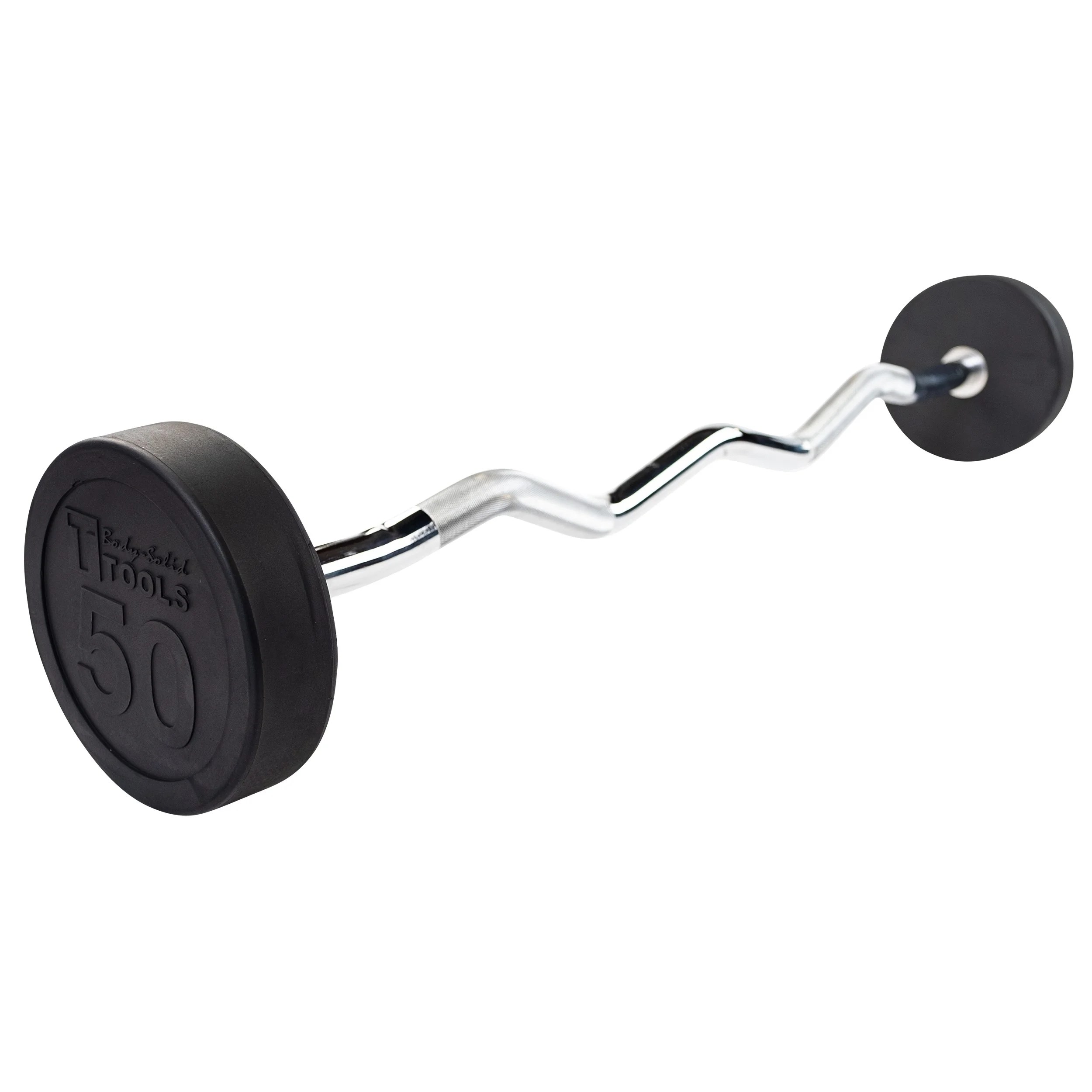 Body Solid Tools – SBZ50 Rubber Coated Fixed Curl Barbell, 50lb
