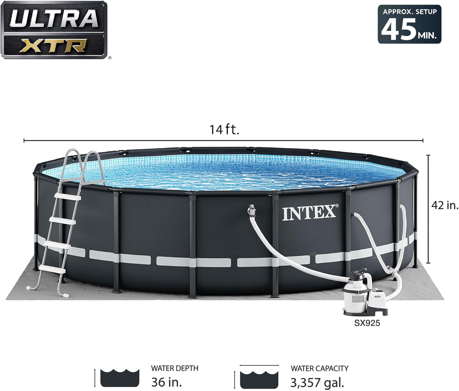 Xtr Frame 14′ X 42′′ Round Pool Set with Filter