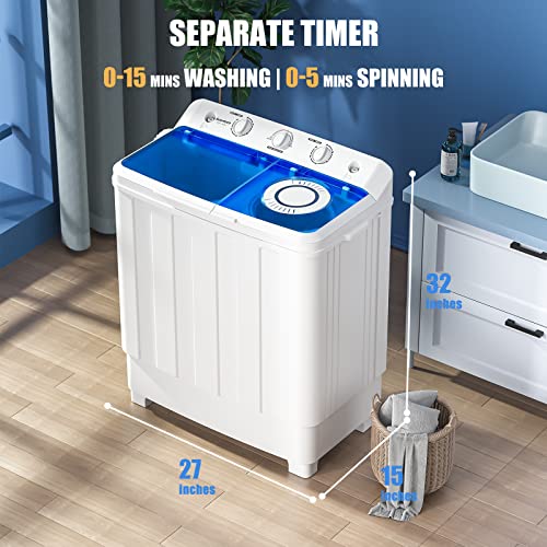 Auertech Portable Washing Machine, 28lbs Twin Tub Washer Mini Compact Laundry Machine