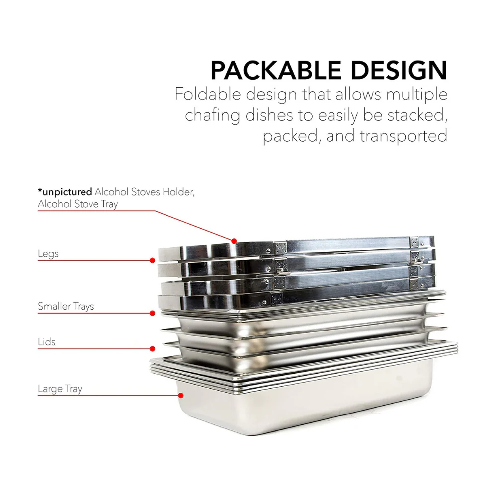 4 Pack 8 Quart Stainless Steel Chafing Dish