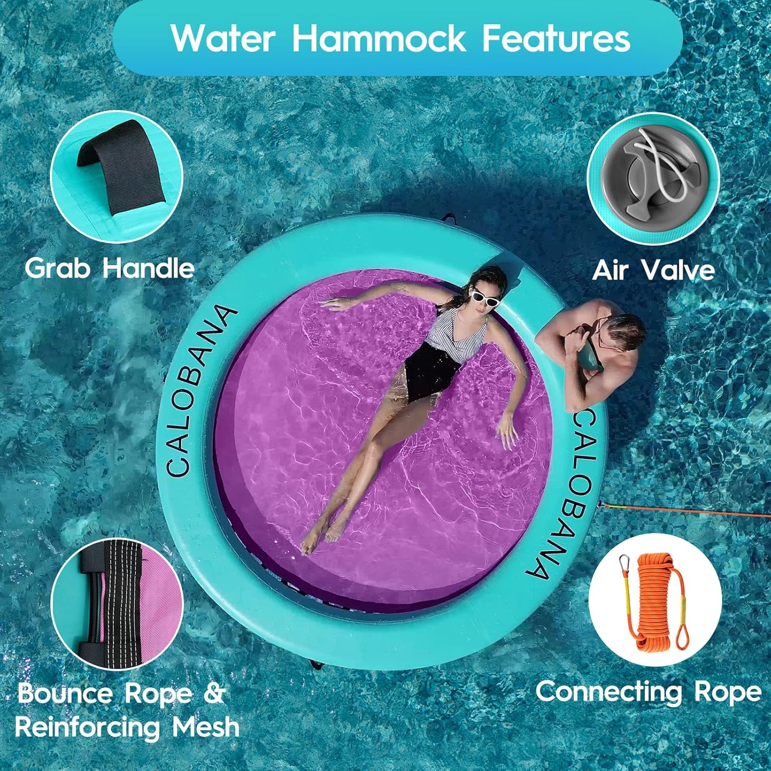 Round Floating Ring Hammock - Heavy Duty Inflatable Raft
