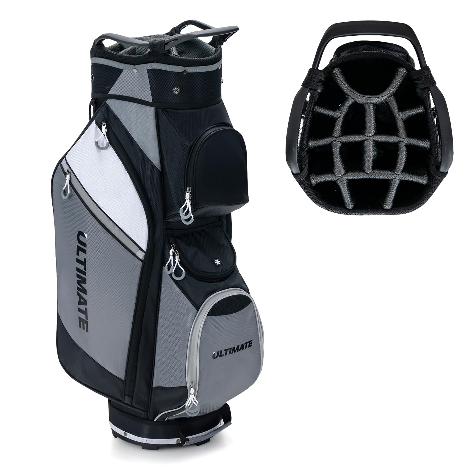 2025 Golf Cart Bag with 14-Way Top Dividers, Golf Club Bag with 7 Zippered Pockets Including Cooler Bag