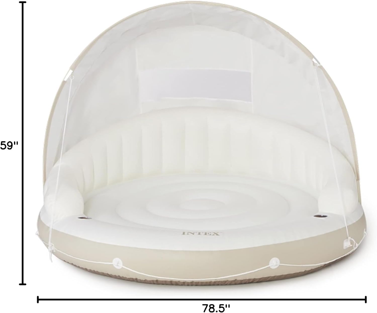 58292EP Canopy Island Inflatable Pool Float: Comfortable Lounge Surface – Built-in Cup Holders – Detachable Sunshade – 440lb Max Weight Capacity – 78.5