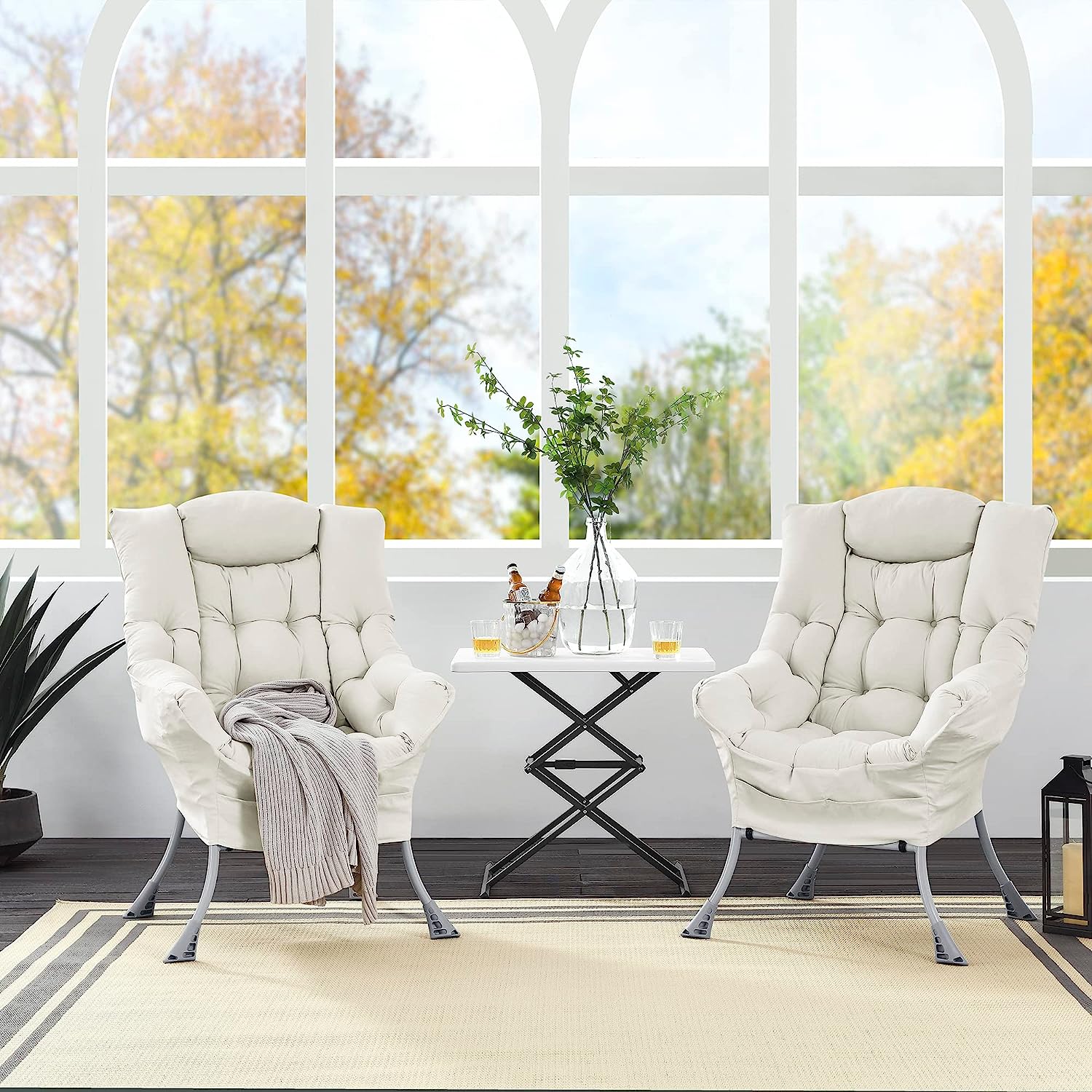 2025 Living and More High Back Sofa Chair, Modern Fabric Lazy Chair, Accent Contemporary Lounge Chair, Cool Grey