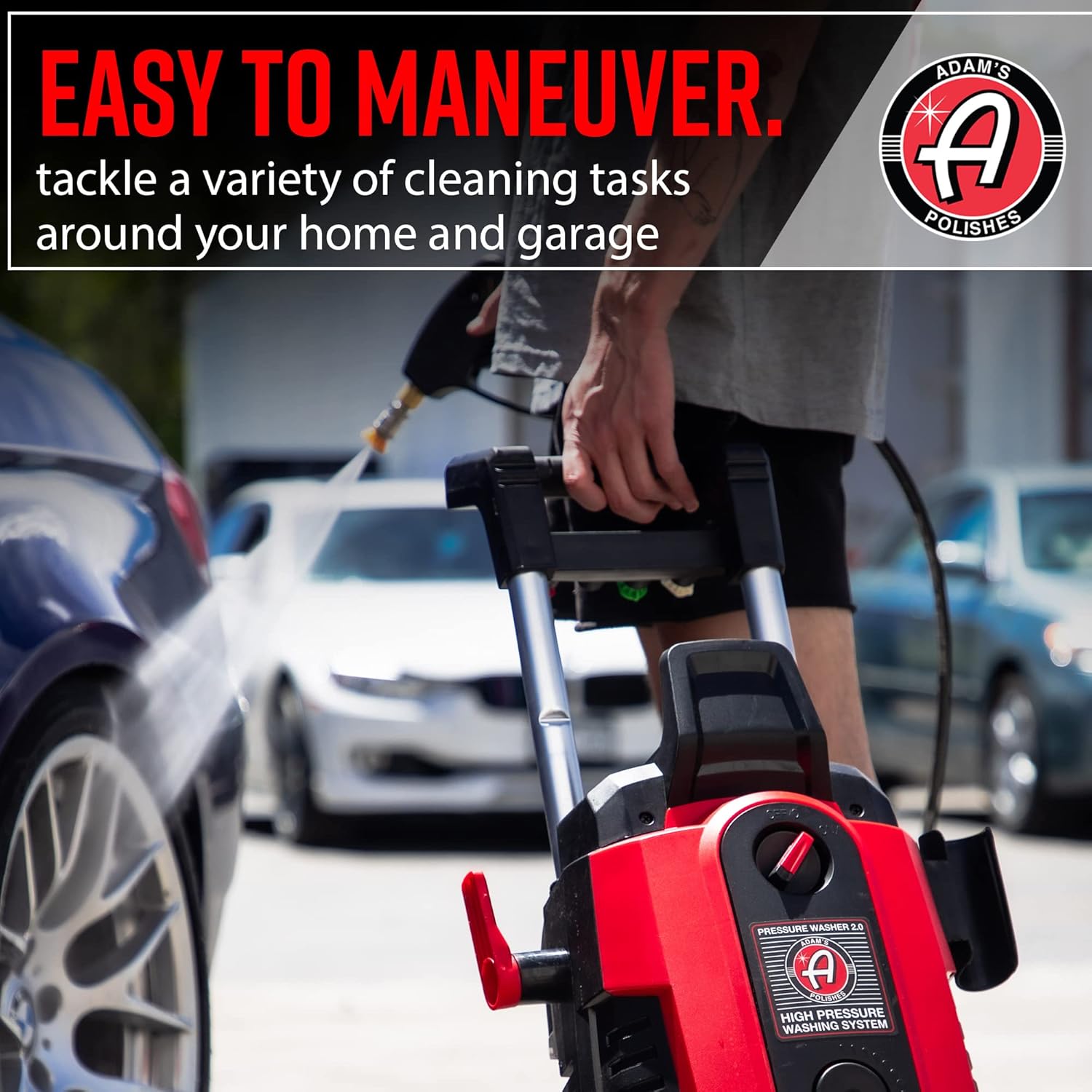 Electric Pressure Washer 2.0, Powerful 1.4 GPM 2000 PSI Car Pressure Washer Sprayer, Snub Nose & Tip Attachment, Use,Car Soap, Patio Boat RV Motorcycle Car Garage Deck Adam's Polishes