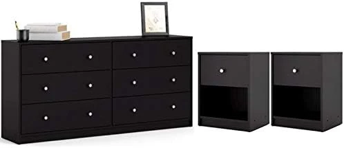 3 Piece Bedroom Set with 6-Drawer Double Dresser