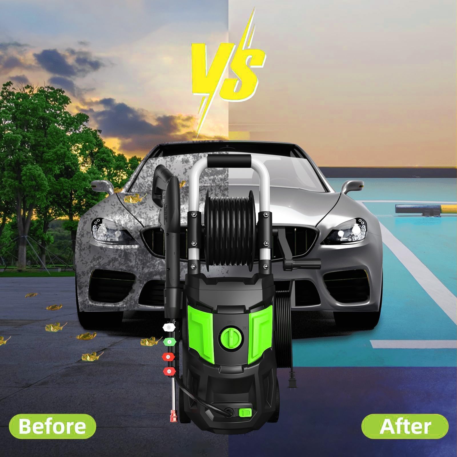 DECOKTOOL Electric Pressure Washer, 5000PSI Max 3.2 GPM Power