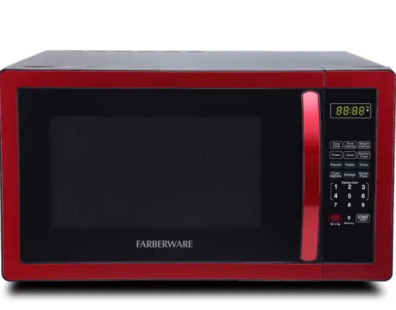 Farberware FMO11AHTBKN 1.1 cu. Ft. 1000-Watt Countertop Microwave Oven in Metallic Red