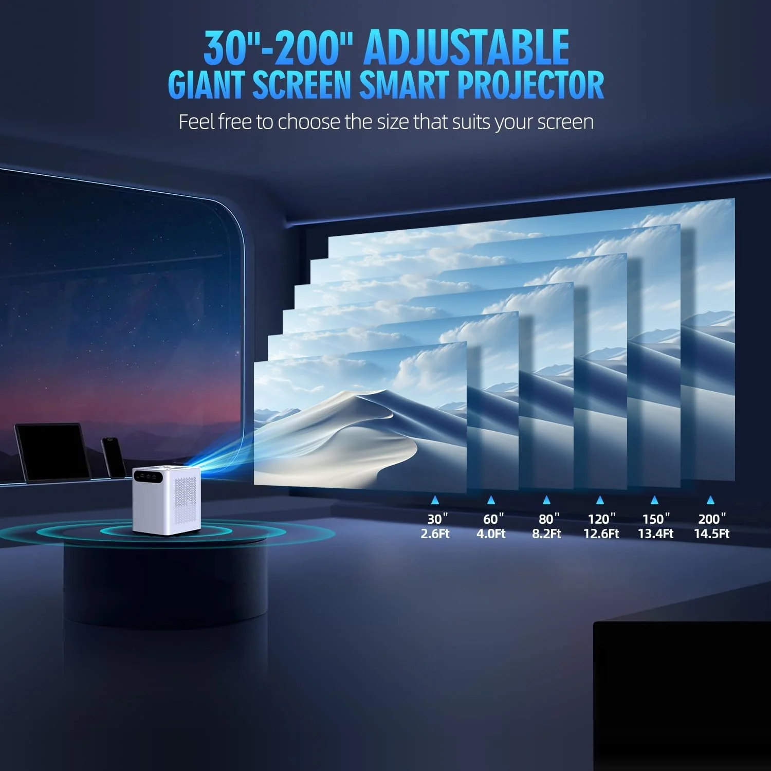 2025 Projector with WiFi and Bluetooth