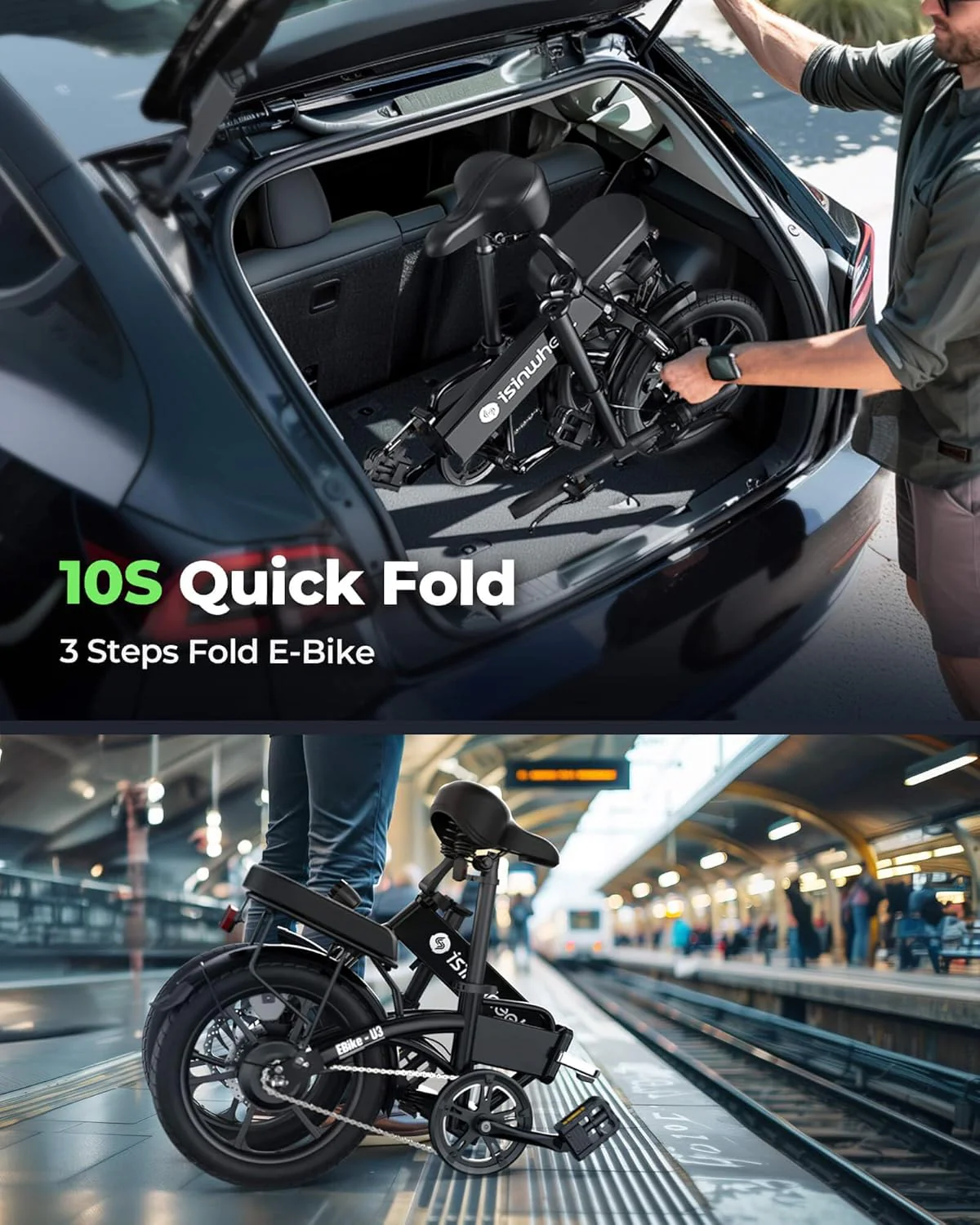 Electric Bike for Adults 500W Motor, 20 mph Folding Ebike, 14