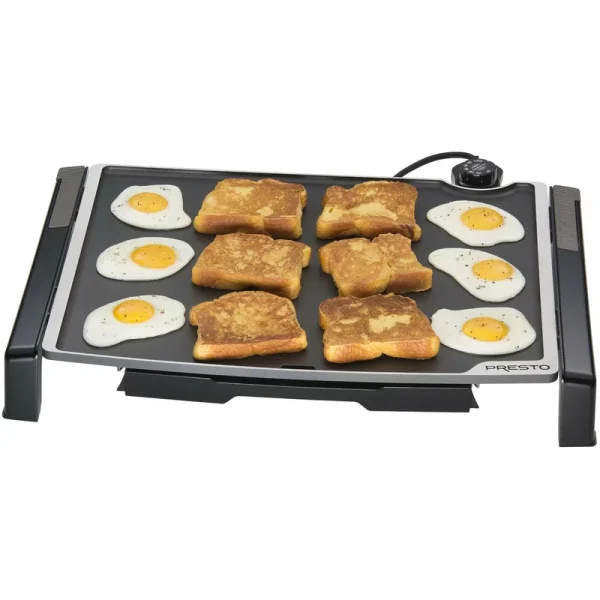 07073 Tilt and Fold 254 sq. in. Black Electric Griddle with Temperature Sensor
