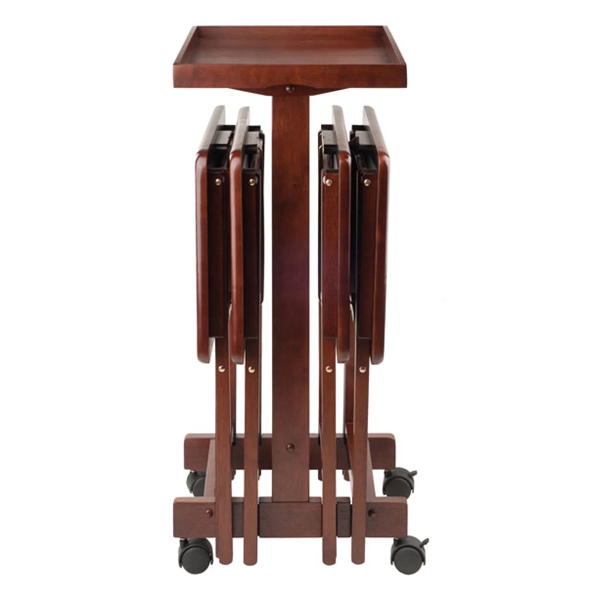 Winsome Wood Isabelle 6-Piece Snack Tray Set, Walnut Finish