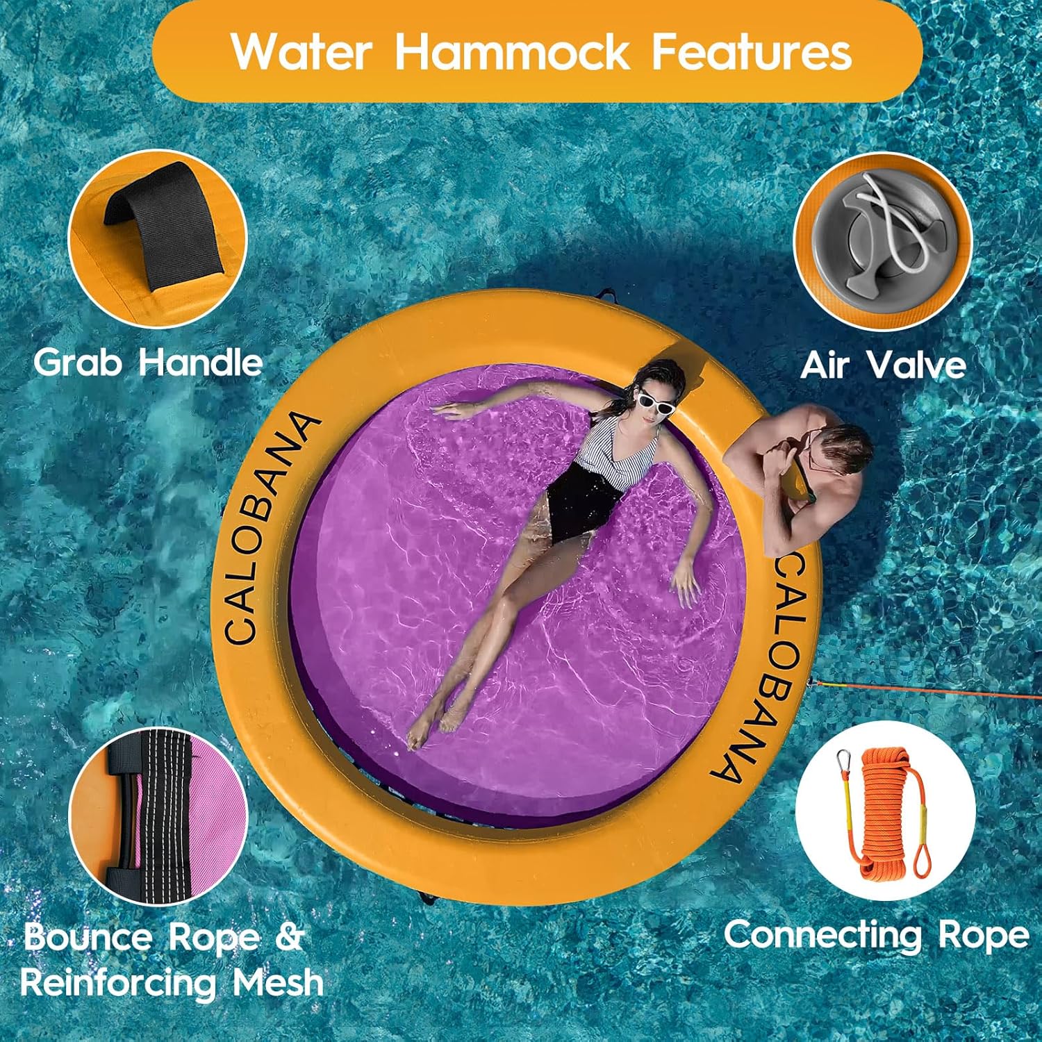 Round Floating Ring Hammock - Heavy Duty Inflatable Raft