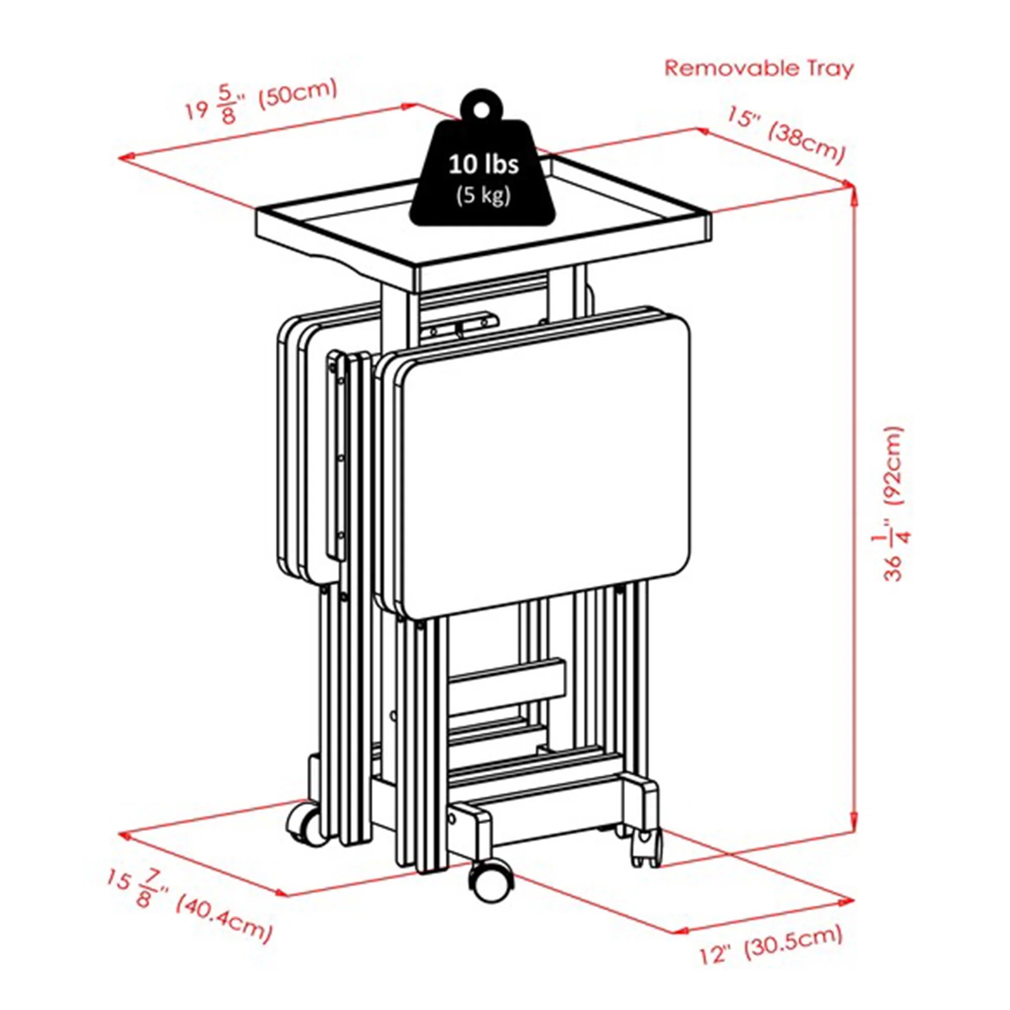 Winsome Wood Isabelle 6-Piece Snack Tray Set, Walnut Finish