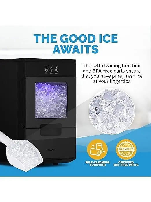 2025 Countertop Ice Maker with Self-Cleaning Function, Refillable Water Tank, Perfect for Kitchens, Offices, Home Coffee Bars, and More