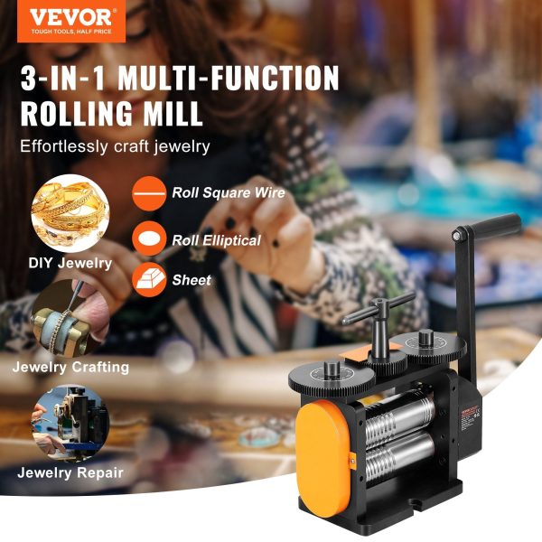 Rolling Mill Jewelry Machine 3-in-1 Multi-Function 57mm Max Width New