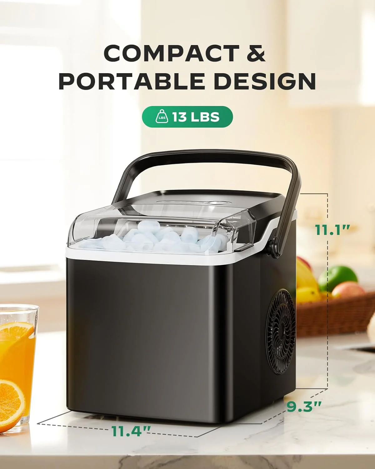Nugget Ice Maker Countertop Pebble Ice Maker with Soft Chewable Ice