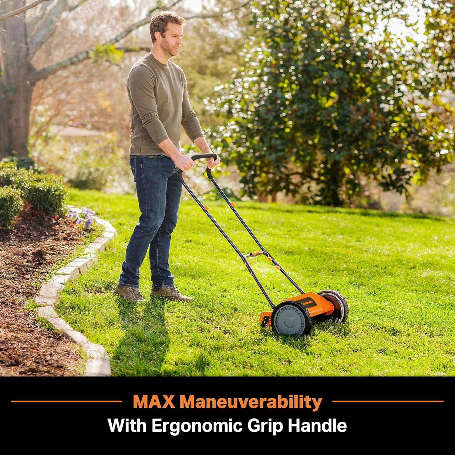 LawnMaster LMRM1801 Push Reel Lawn Mower 18-Inch 5-Blade