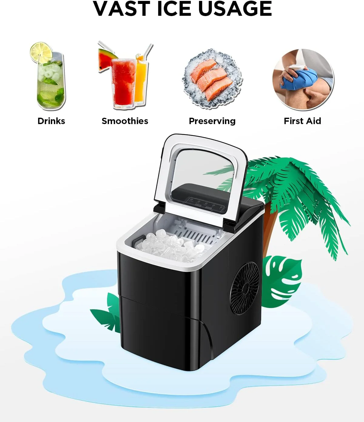 Nugget Ice Maker Countertop Pebble Ice Maker with Soft Chewable Ice