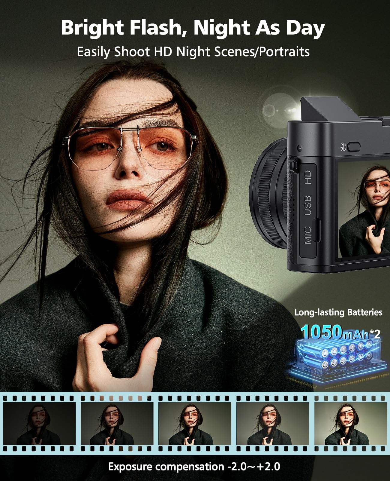 ToAuite Digital Camera, 6X Optical Zoom & WiFi, 5K 30FPS 64MP Vlogging Camera