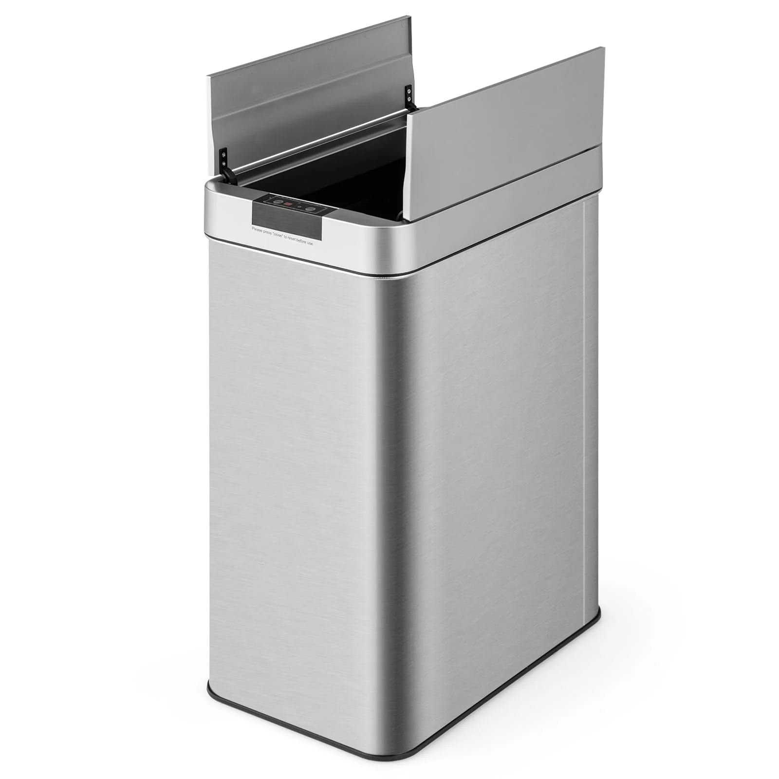 Slim Kitchen Trash Can, 13.2 Gallon Motion Sensor Garbage Bin with Wing Lids, Anti-Fingerprint Touchless Waste Bin