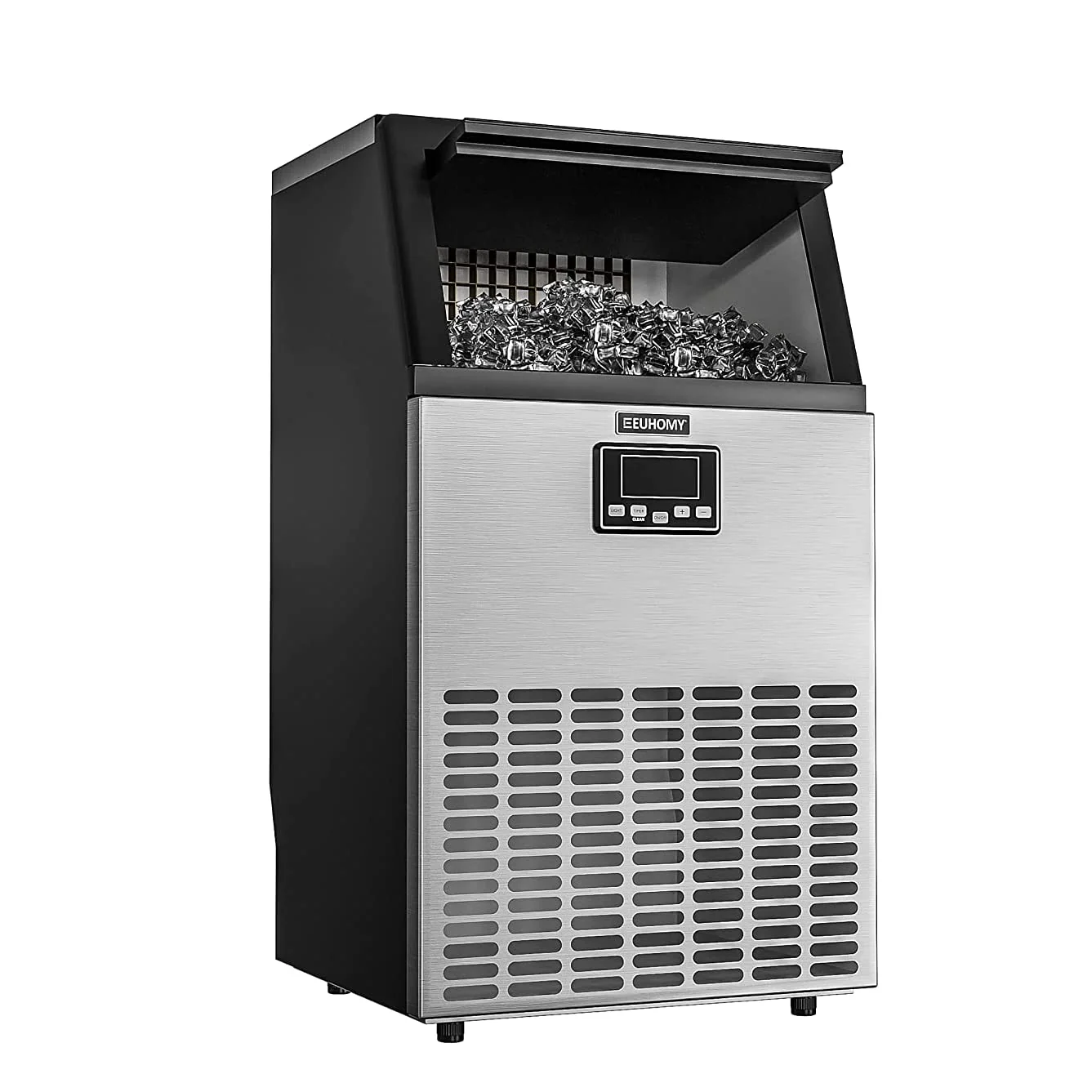 2025 Euhomy Commercial Ice Machine, 2 Way Water Supply 100lbs/24H Stainless Steel Under Counter ice Machine with 33lbs Capacity