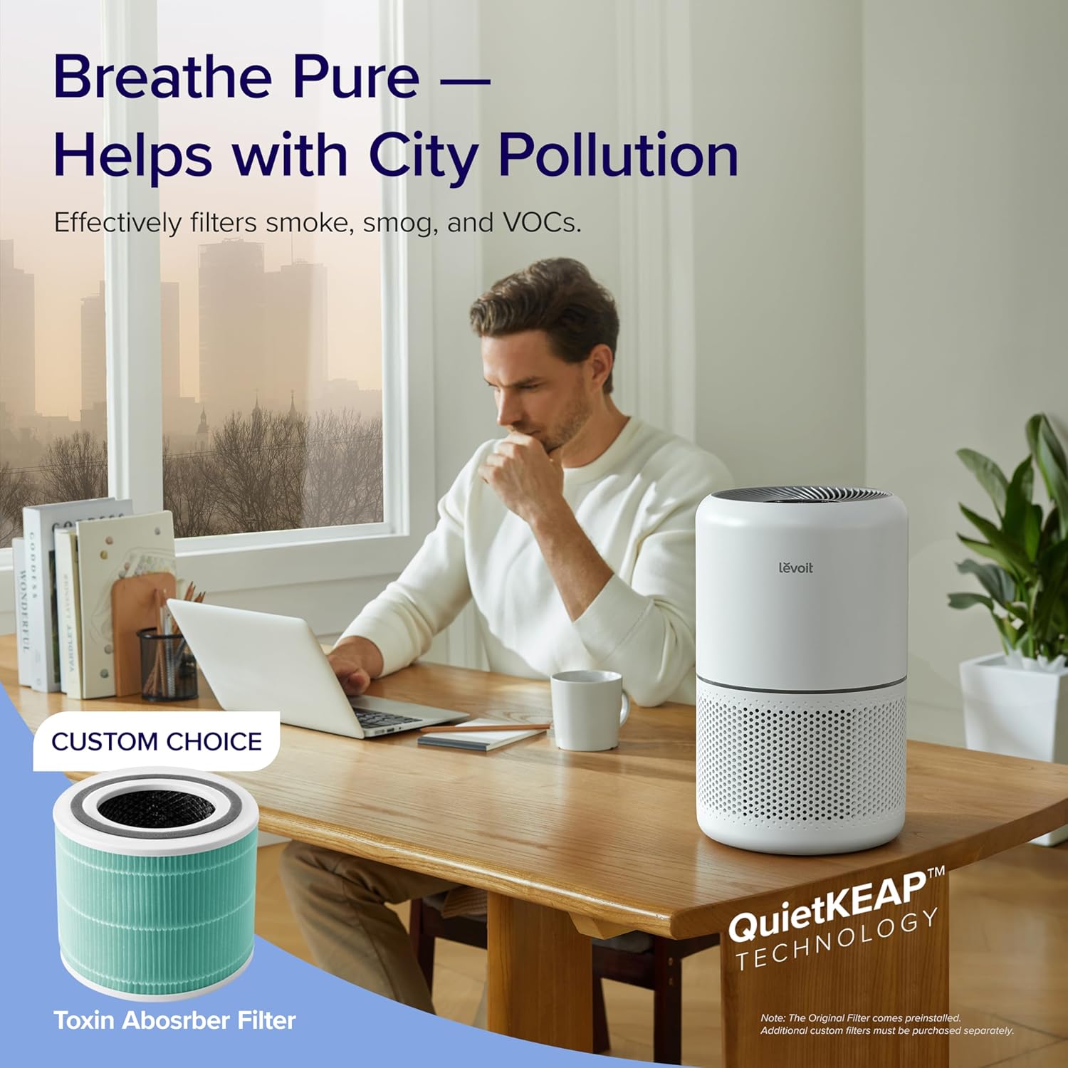 Air Purifier for Home Allergies Pets Hair in Bedroom & Standing Fan for Bedroom, 82ft CirculAir 120° Oscillating Fan