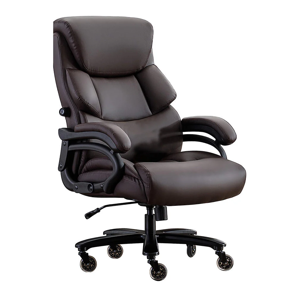 2025 Executive Office Chair Brown Leather Ergonomic Big and Tall Computer Chair