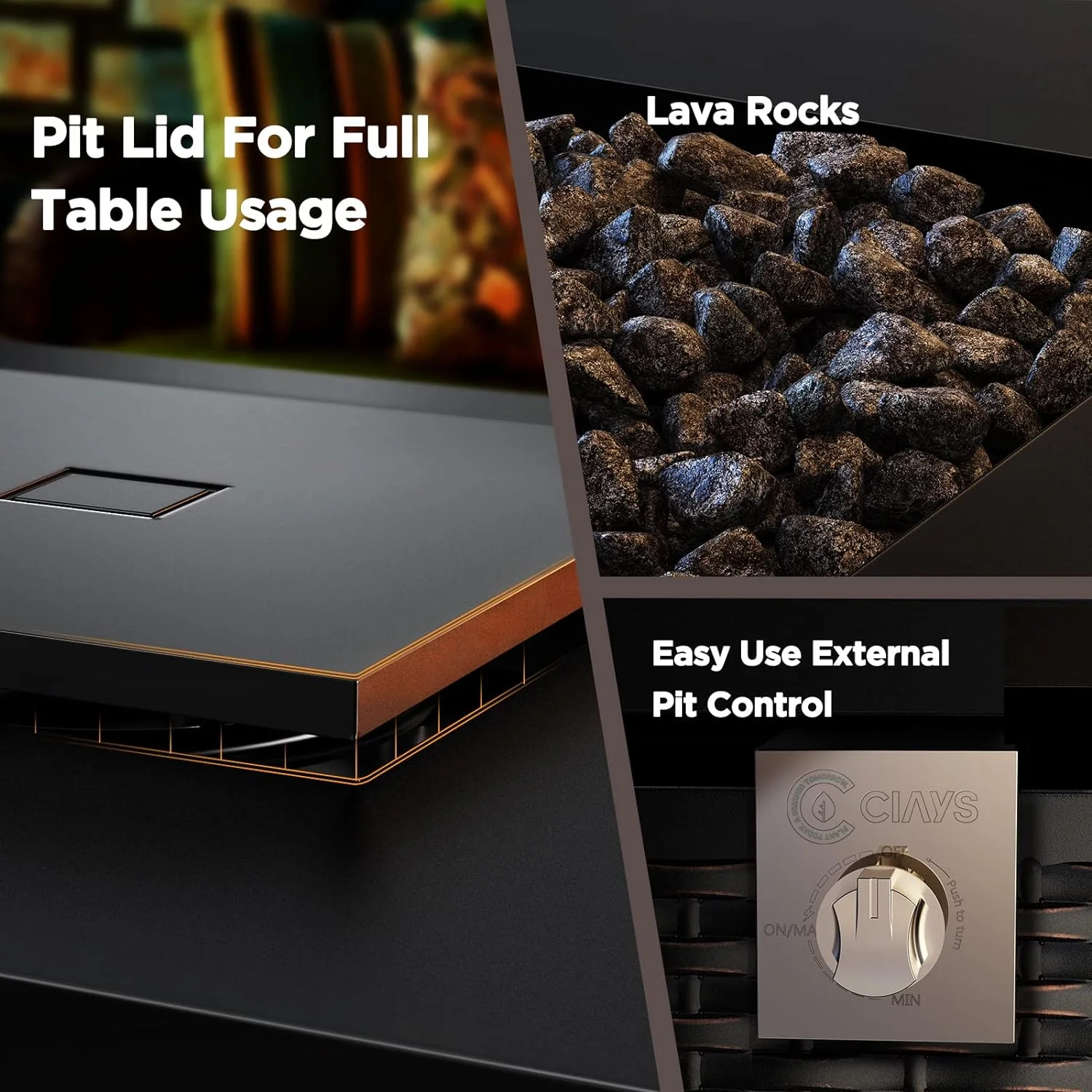 2025 Gas Fire Pit Table, 50,000 BTU Outdoor Propane Fire Pit