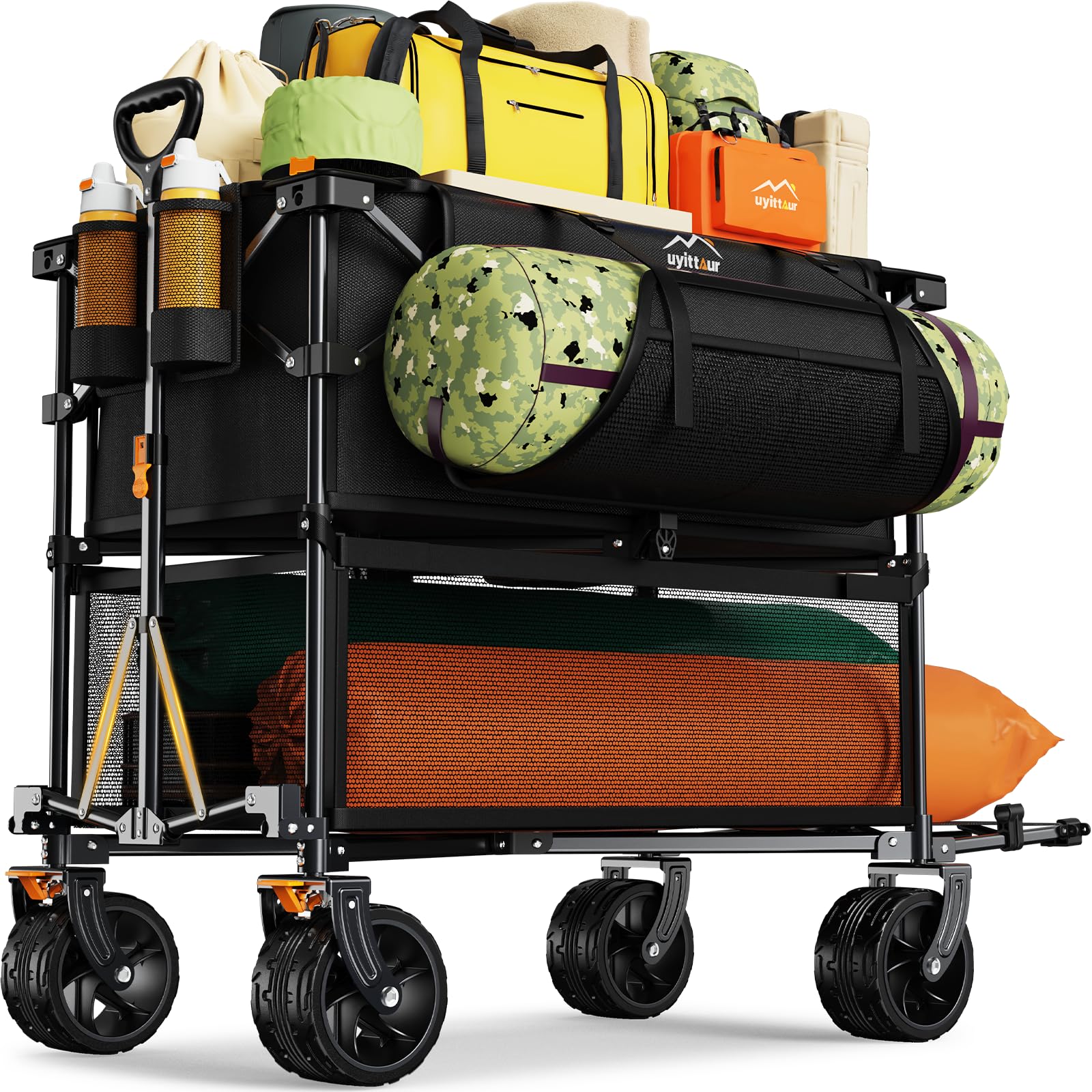 Uyittour Foldable 50''L Extra Long Double Decker Wagon for Sport