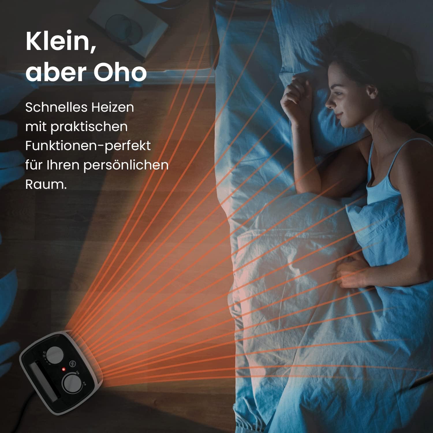 Pro Breeze 2000W Mini Keramik Heizlüfter energiesparend mit automatischer Oszillation, Zwei Leistungsstufen, Kleine Elektroheizung leise für Wohnzimmer, Büro, Terasse - Wei