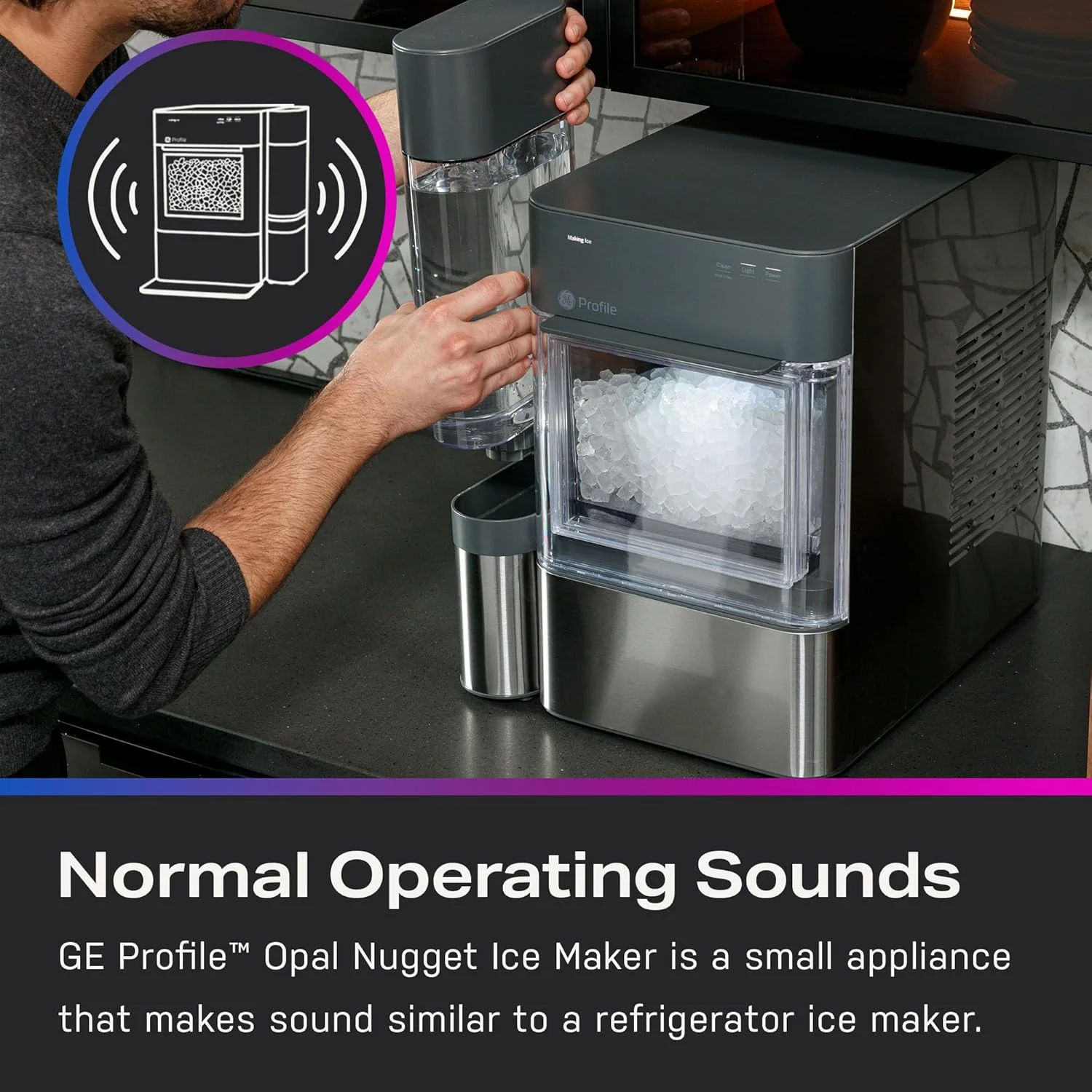 2.0 with 0.75 Gallon Tank, Chewable Crunchable Countertop Nugget Ice Maker, Scoop included, 38 lbs in 24 hours, Pellet Ice Machine with WiFi & Smart Connected, Stainless Steel