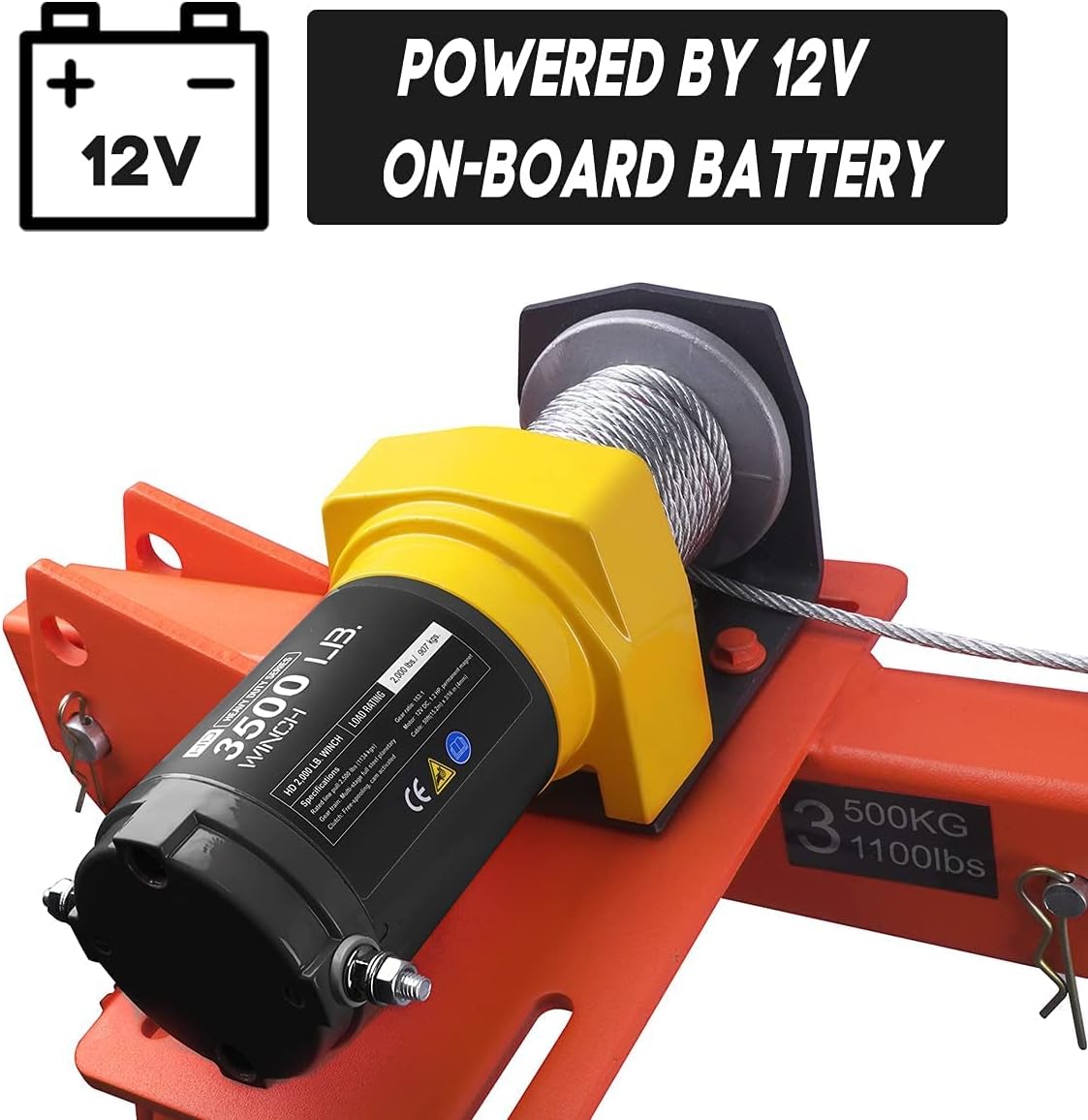 Pismire Winch Versatile 0.5T Folding Truck-Mounted Bed Crane Hoist Lift Pickup with Electric Winch 3500 lb 12V, Painted Steel 1100 lb Pickup 360° Swivel Base